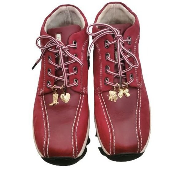 Perry Ellis America Women's Dimension Lea Nubuck Lace-Up Ankle Boots Cherry 8.5 - Picture 6 of 9